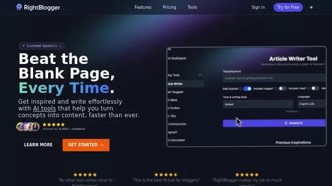 Right Blogger — платная нейросеть   для написания текста. Бесплатная версия с ограниченным функционалом, есть платные тарифы.