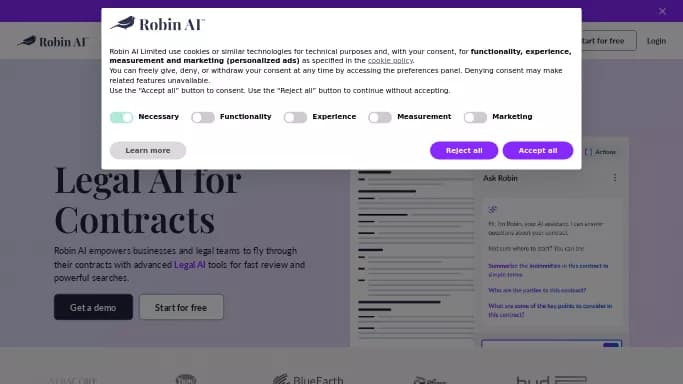 Robin AI — платная нейросеть   в области права, для помощи в автоматизации. 