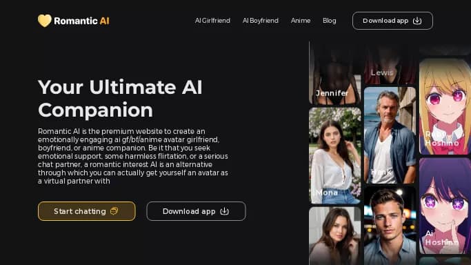 Romantic AI — бесплатная нейросеть   для раздевания девушек (18+). Бесплатная версия с ограниченным функционалом, есть платные тарифы.