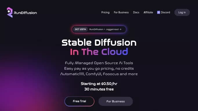RunDiffusion — бесплатная нейросеть   для создания изображений. Бесплатная версия с ограниченным функционалом, есть платные тарифы.