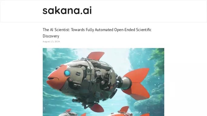 AI Scientist by Sakana — бесплатная нейросеть  для помощи в автоматизации,  Open Source,  для научно-исследовательской деятельности. 