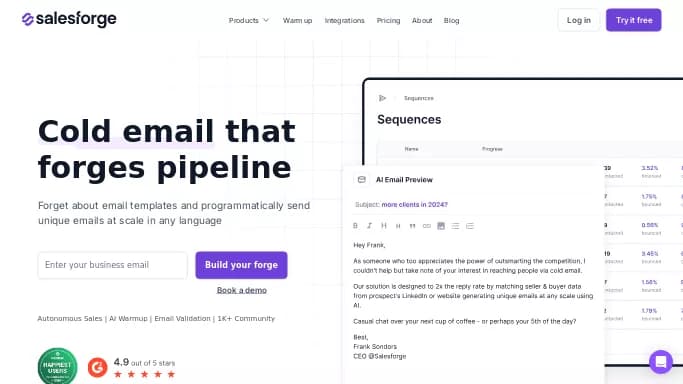 Salesforge — платная нейросеть   для маркетинга. Бесплатная версия с ограниченным функционалом, есть платные тарифы.