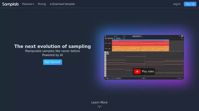 Samplab — бесплатная нейросеть   для редактирования аудио. Бесплатная версия с ограниченным функционалом, есть платные тарифы.