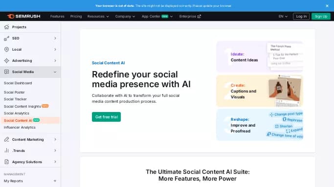 Social Content AI — платная нейросеть   для SMM. 