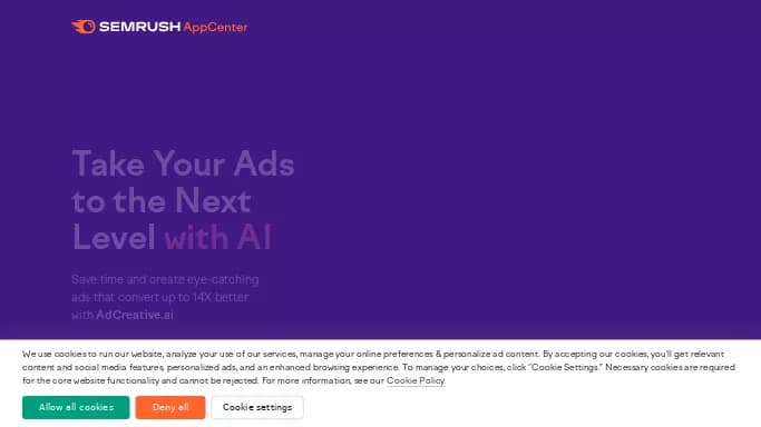 Adcreative AI by Semrush — платная нейросеть   для маркетинга,  для SMM. 