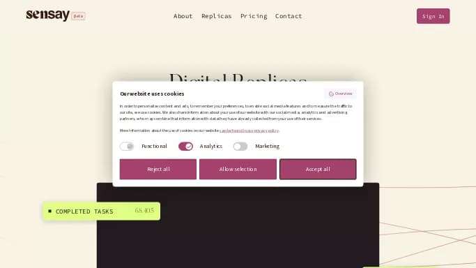 Sensay — бесплатная нейросеть   — чат-бот. Бесплатная версия с ограниченным функционалом, есть платные тарифы.