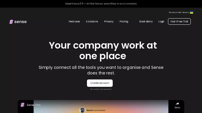 Sense — платная нейросеть   для маркетинга,  для повышения продуктивности. Бесплатная версия с ограниченным функционалом, есть платные тарифы.