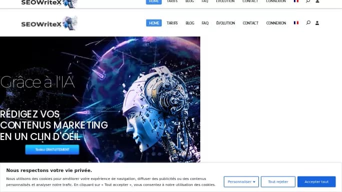 SEOWriteX — бесплатная нейросеть   для копирайтинга,  для маркетинга. Бесплатная версия с ограниченным функционалом, есть платные тарифы.
