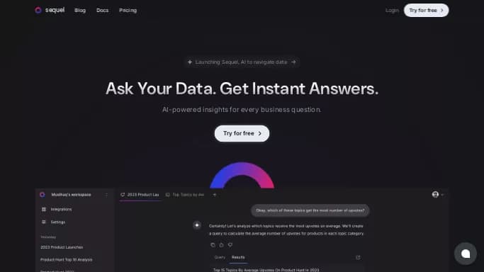 Sequel — бесплатная нейросеть   для разработки программного обеспечения,  для анализа данных. Бесплатная версия с ограниченным функционалом, есть платные тарифы.