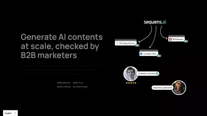 Sequens.ai — бесплатная нейросеть   для маркетинга,  для копирайтинга. Бесплатная версия с ограниченным функционалом, есть платные тарифы.