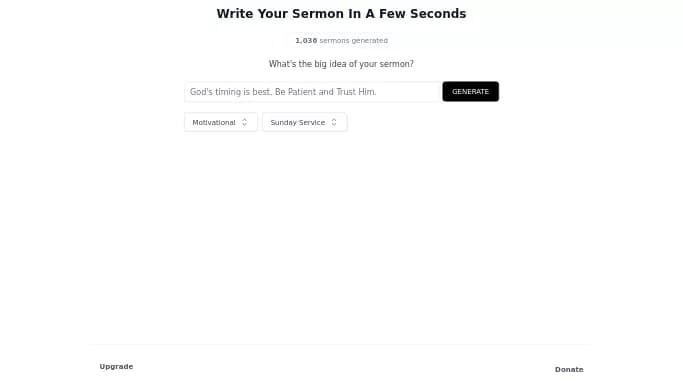 SermonGPT — бесплатная нейросеть   для повышения продуктивности. Бесплатная версия с ограниченным функционалом, есть платные тарифы.