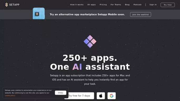 Setapp — платная нейросеть  для помощи в автоматизации,  для помощи в образовании. 