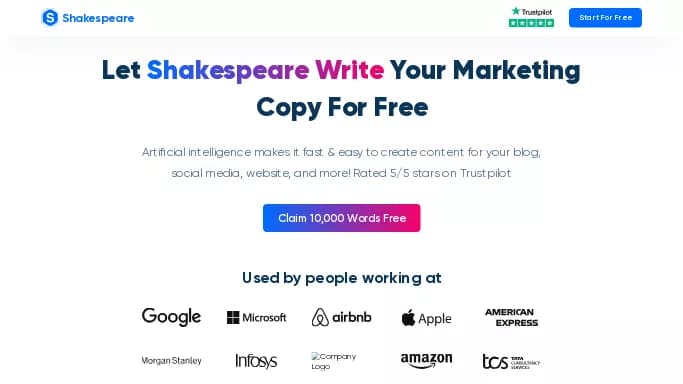 Shakespeare — бесплатная нейросеть   для копирайтинга. Бесплатная версия с ограниченным функционалом, есть платные тарифы.