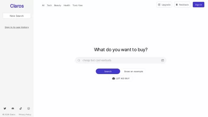 Claros — бесплатная нейросеть   для поиска. 