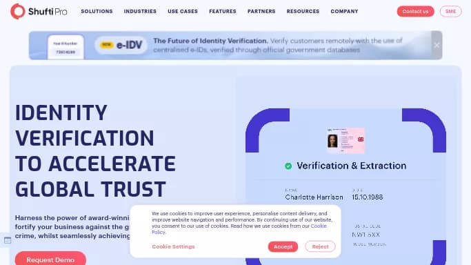 Shufti Pro — бесплатная нейросеть   для маркетинга,  для работы с финансами. Бесплатная версия с ограниченным функционалом, есть платные тарифы.