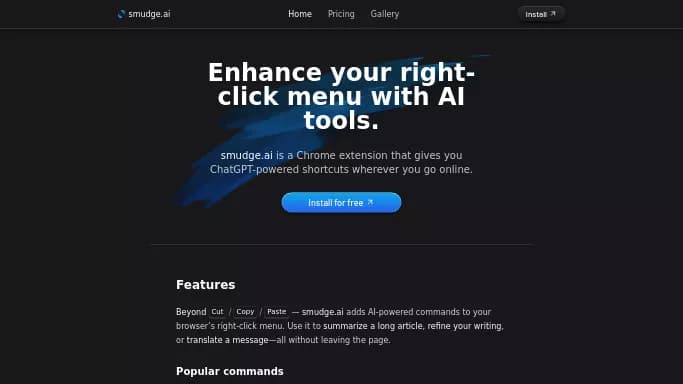 smudge.ai — бесплатная нейросеть  , расширения ChatGPT,  для повышения продуктивности. Бесплатная версия с ограниченным функционалом, есть платные тарифы.