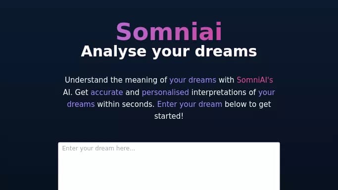 SomniAI — бесплатная нейросеть   для развлечений. 