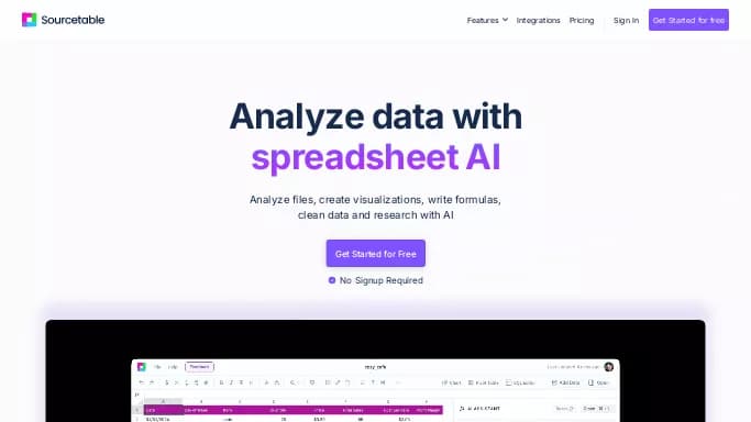 Sourcetable — бесплатная нейросеть   для таблиц и PDF, , автономные ИИ (AGI),  для помощи в образовании. Бесплатная версия с ограниченным функционалом, есть платные тарифы.