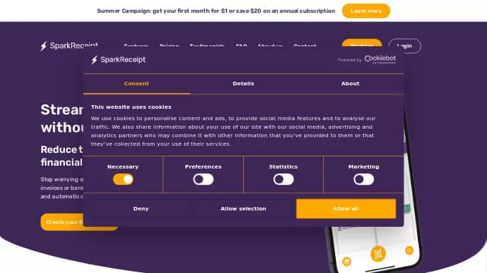 SparkReceipt — бесплатная нейросеть   для работы с финансами. Бесплатная версия с ограниченным функционалом, есть платные тарифы.