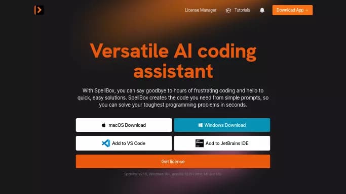 Spellbox AI — платная нейросеть   для разработки программного обеспечения. Бесплатная версия с ограниченным функционалом, есть платные тарифы.