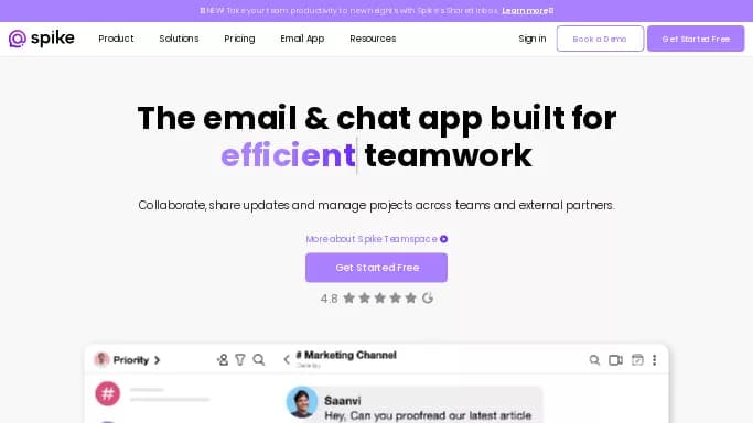 Spike — бесплатная нейросеть   для работы с электронной почтой. Бесплатная версия с ограниченным функционалом, есть платные тарифы.
