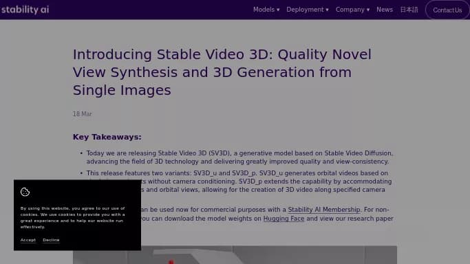 Stable Video 3D — бесплатная нейросеть   для 3D и анимации. 