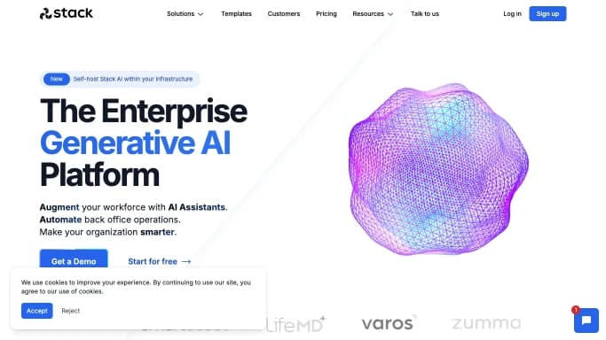 Stack AI — бесплатная нейросеть   — чат-бот,  для анализа данных. Бесплатная версия с ограниченным функционалом, есть платные тарифы.