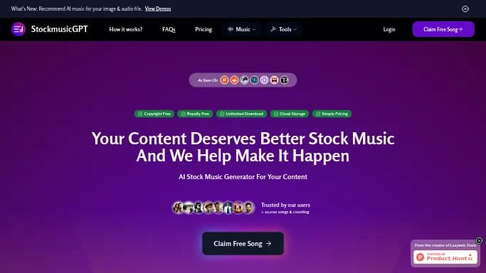 StockmusicGPT — платная нейросеть   для создания музыки. Бесплатная версия с ограниченным функционалом, есть платные тарифы.