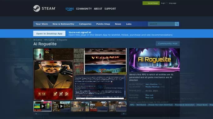 AI Roguelite — платная нейросеть   в играх. Бесплатная версия с ограниченным функционалом, есть платные тарифы.