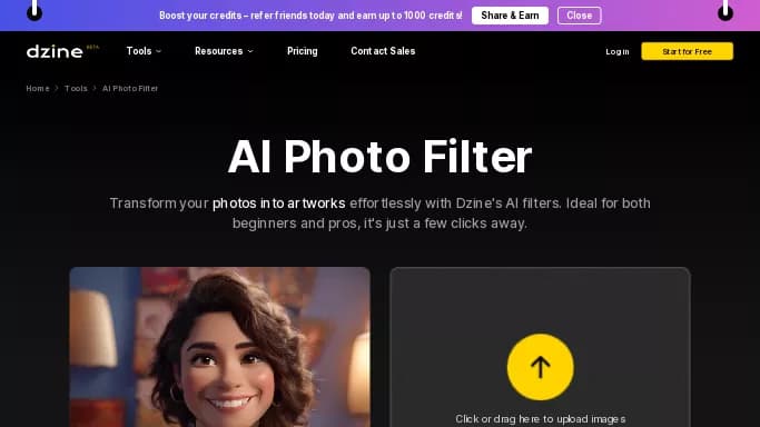 AI Photo Filter — бесплатная нейросеть   для редактирования изображений,  для дизайна,  для маркетинга. Бесплатная версия с ограниченным функционалом, есть платные тарифы.