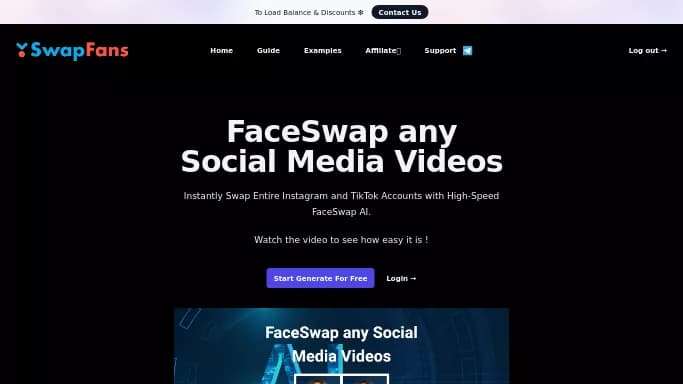 SwapFans AI — бесплатная нейросеть   для дипфейк(deepfake). Бесплатная версия с ограниченным функционалом, есть платные тарифы.