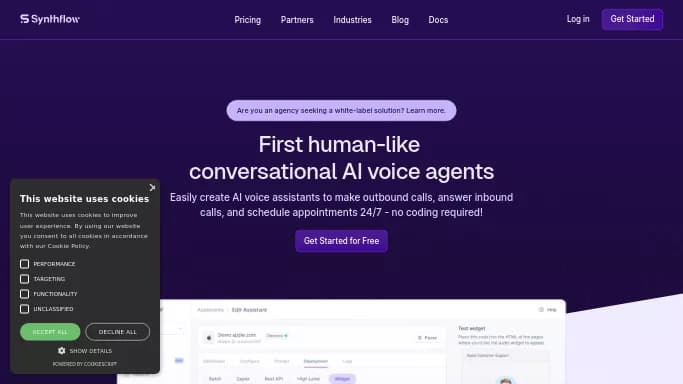 Synthflow AI — платная нейросеть  , автономные ИИ (AGI),  для маркетинга,  — чат-бот. 