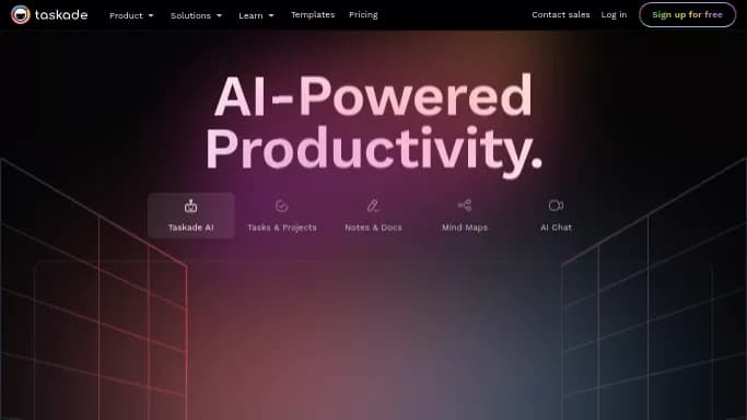 Taskade — бесплатная нейросеть   помогающие в управлении персоналом,  в области памяти,  для повышения продуктивности. Бесплатная версия с ограниченным функционалом, есть платные тарифы.