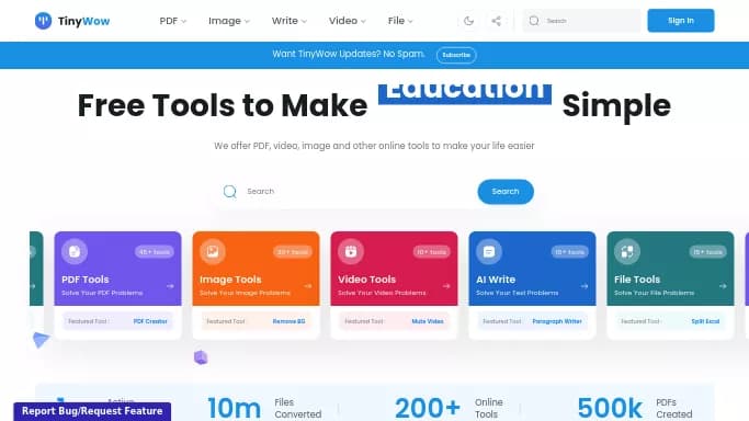 TinyWow — бесплатная нейросеть   для таблиц и PDF,  для повышения продуктивности. 