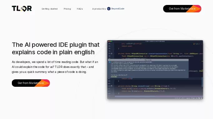 TLDR — бесплатная нейросеть   для разработки программного обеспечения. Бесплатная версия с ограниченным функционалом, есть платные тарифы.