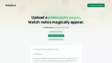 Нейросеть Notedly.ai - Образование,Суммаризация текста,Продуктивность