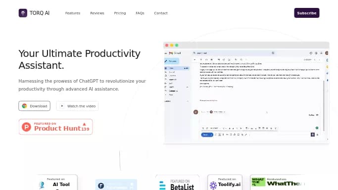 Torq — платная нейросеть   для повышения продуктивности, для помощи в автоматизации,  для маркетинга. 