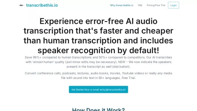 Transcribethis.io — платная нейросеть   для транскрибации аудио и видео,  для повышения продуктивности,  для помощи в образовании. Бесплатная версия с ограниченным функционалом, есть платные тарифы.