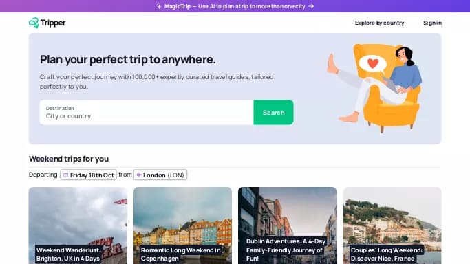 Tripper — бесплатная нейросеть   для путешествий. 