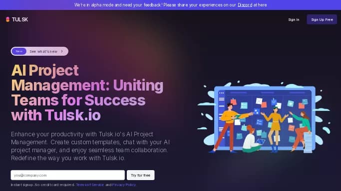 Tulsk.io — бесплатная нейросеть   для маркетинга,  для повышения продуктивности, , автономные ИИ (AGI), для помощи в автоматизации. 