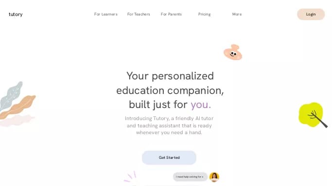 Tutory — платная нейросеть   для помощи в образовании. Бесплатная версия с ограниченным функционалом, есть платные тарифы.
