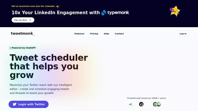 Tweet Monk — бесплатная нейросеть   для SMM. Бесплатная версия с ограниченным функционалом, есть платные тарифы.