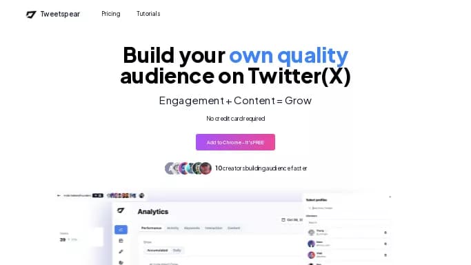 Tweetspear — бесплатная нейросеть   для SMM. Бесплатная версия с ограниченным функционалом, есть платные тарифы.