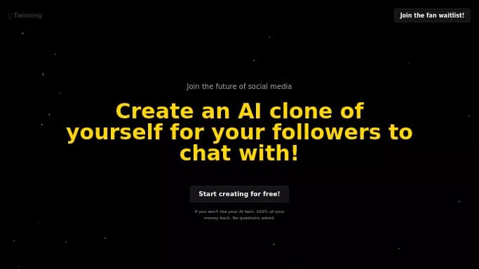 Twinning — бесплатная нейросеть   для развлечений. Бесплатная версия с ограниченным функционалом, есть платные тарифы.