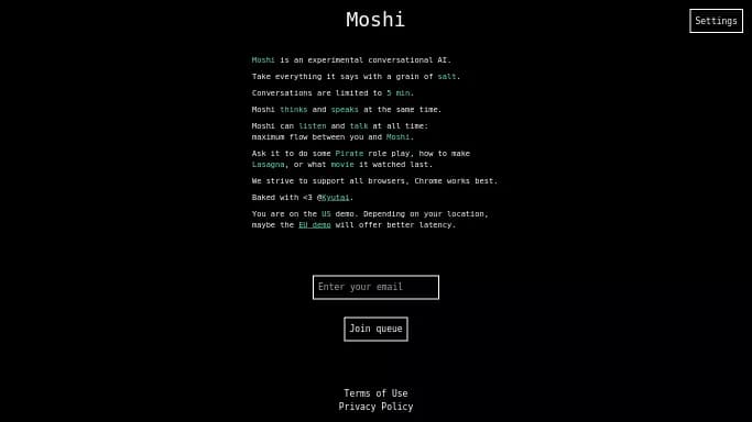 Moshi AI — бесплатная нейросеть   — чат-бот. 