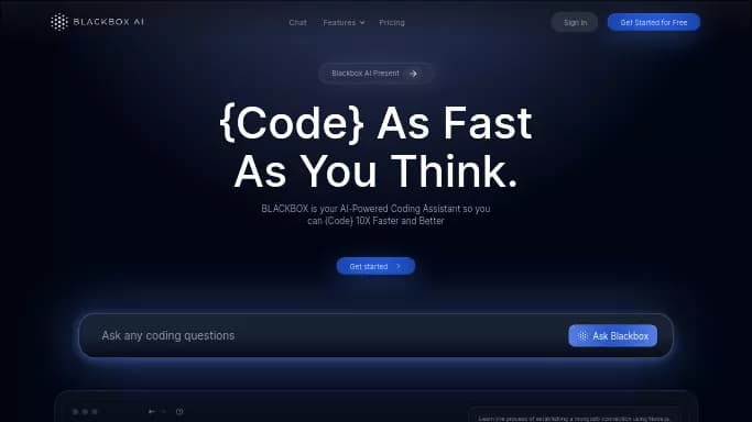 BlackBox AI — бесплатная нейросеть   для разработки программного обеспечения. Бесплатная версия с ограниченным функционалом, есть платные тарифы.