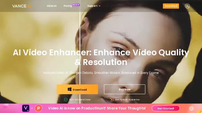 Vance.ai — бесплатная нейросеть   для редактирования видео. Бесплатная версия с ограниченным функционалом, есть платные тарифы.