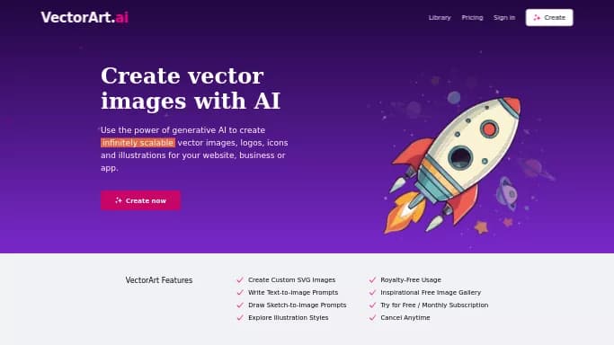 VectorArt.ai — бесплатная нейросеть   для создания изображений. 