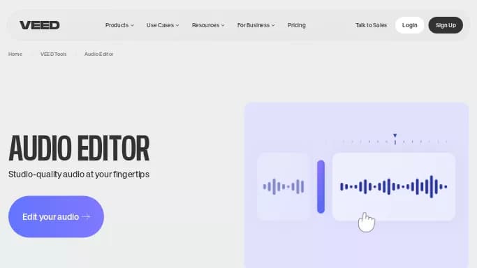 Audio Editor by Veed — платная нейросеть   для редактирования аудио. 