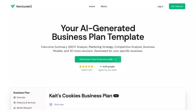 Venturekit — бесплатная нейросеть   для маркетинга. Бесплатная версия с ограниченным функционалом, есть платные тарифы.